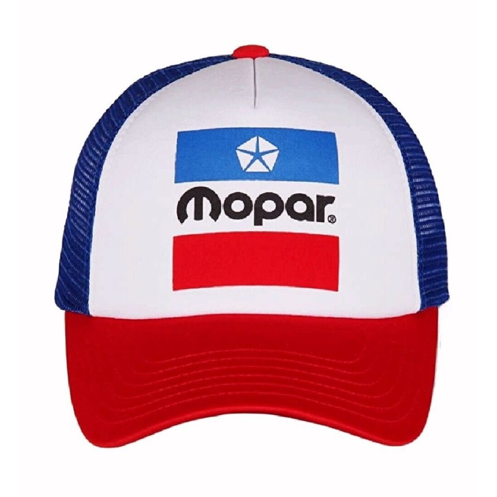 Mopar Vintage Logo Red White Blue Mesh Cap Hat - NEW Fast Shipping
